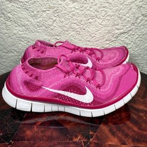 Nike Free Flyknit Magenta Pink Running Sneakers